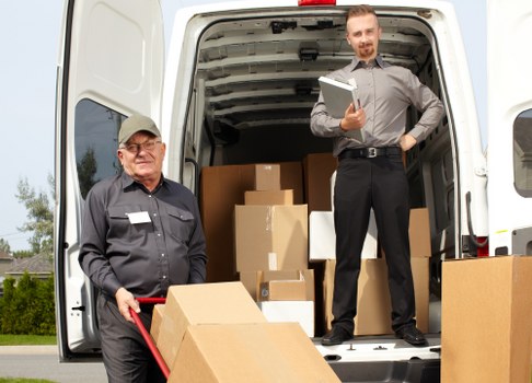 Removal van and moving boxes for Highbury home move